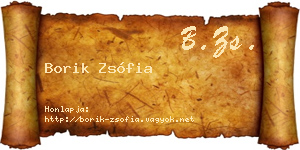 Borik Zsófia névjegykártya
